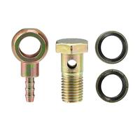 X AUTOHAUX 1 kit de boulons banjo M12 x 1,5 pour tuyau de banjo, raccords cannelés, adaptateur de raccord de ligne de frein avec rondelles en cuivre pour moto, voiture, ton bronze