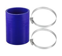X AUTOHAUX 1 lot de tuyaux universels en silicone de 65 mm ID 100 mm de longueur 0 degrés bleu pour voiture avec colliers de serrage