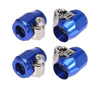 X AUTOHAUX 4pcs AN4 Hexagonal Bleu Voiture Tuyau Finisseur Agrafe Adaptateur Raccord
