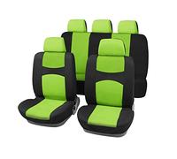 X AUTOHAUX Ensemble complet de housses de siège de voiture universelles en tissu plat pour la plupart des voitures, camions, SUV - Noir et vert
