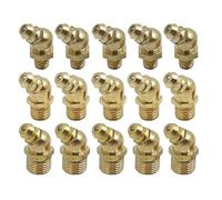 X AUTOHAUX Graisseurs Coudé 45° M6-10 15 Pcs Laiton pour Voiture | M6 M8 M10, Filetage Profond, Bille À Ressort, Haute Température, Sans Fuite, Polyvalent