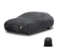 X AUTOHAUX Housse de Voiture imperméable pour berline de 199 à 500 cm - Protection Contre Les intempéries, Anti-UV, Coupe-Vent, Fermeture éclair latérale Gauche et Poches pour rétroviseurs, Housse de