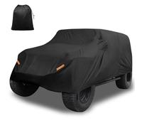 X AUTOHAUX Housse de voiture pour Jeep Wrangler JK JL YJ TJ 4 portes 2007-2023 - Étanche contre le soleil, la pluie, la poussière, le vent, la neige - Avec fermeture éclair pour porte conducteur, noir