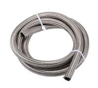 X AUTOHAUX Tuyau de carburant universel AN6 tressé en acier inoxydable CPE, huile carburant, gaz, 1,5 m, argenté