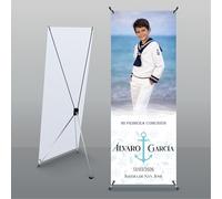 X-Banner Personnalisé Communion Thème Marin 60 x 160 cm Avec Structure et Housse Pour Communions, Fêtes, Anniversaires, Mariages