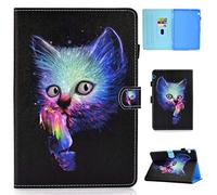 X-Best Huawei MediaPad T5 10 Coque Étui Housse Cuir PU Flip, Ultra Mince Étui à Rabat Magnétique avec Support Bumper Antichoc Protection pour Huawei MediaPad T5 10 10.1 Pouces (Chat)