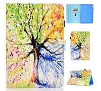 X-Best Huawei MediaPad T5 10 Coque Étui Housse Cuir PU Flip, Ultra Mince Étui à Rabat Magnétique avec Support Bumper Antichoc Protection pour Huawei MediaPad T5 10(Arbre Coloré)