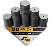 X-bet MAGNET ™ - Aimants industriels en céramique - pour réfrigérateur (planche), projets scientifiques scolaires, artisanat, enseignants, autour du bureau - Petit disque rond - 2,5 cm - Lot de 50
