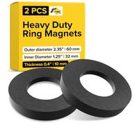 X-bet MAGNET Lot de 2 aimants anneau en ferrite, grade Y30 - OD 2,35 x ID1,25 x 10 mm (OD59,69 x ID31,75 x P 10 mm)