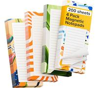 X-bet MAGNET Lot de 4 blocs-notes magnétiques pour réfrigérateur 50 feuilles, papier gommé double 70 g avec impression couleur