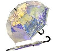 X-brella Shiny Kids - Parapluie pour enfant - Parapluie cloche transparent irisé, Transparent/multicolore, 72 cm, Parapluie pour enfant avec ouverture manuelle