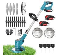 X-cotec Debroussailleuse Electrique sans Fil, 800W/60Min, Coupe Bordure sans Fil avec 2 Batterie, debrouissalleuses Batterie 21V, 4 Types De Lames, Poignée réglable