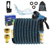 X-COTEC Tuyau Arrosage Extensible 15m, Tuyaux d'Arrosage Flexible avec 1/2" et 3/4" Adaptateurs, 10 Modes d'Arrosage, Matériel d'Arrosage pour Jardin, pour Jardin, Arrosage, Nettoyage