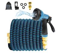 X-COTEC Tuyau d'Arrosage Extensible 30m/100ft, Tuyau Rétractable avec Adaptateur 1/2" et 3/4", 10 Modèles de Pulvérisation, pour Arrosage Jardin et Nettoyage