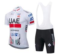 X-CQREG Ensemble de cyclisme pour homme avec maillot et short à bretelles été pour VTT de montagne Anti-UV Uniforme d'équipe de course de vélo, Blanc 1, X-Large