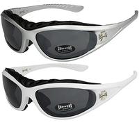X-CRUZE Choppers - Lot de 2 paires de lunettes de soleil moto motard avec rembourrage unisexe femmes hommes - 1x Modèle 04 (argenté/teinte noir) et 1x Modèle 08 (blanc/teinte noir) - Modèle 04 + 08 -
