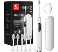 X Elite 10 Brosse À Dents Électrique,Écran Tactile,12 Zones De Suivi,5 Modes Avec Gencive,6 Brossettes&étui De Voyage,Brosse À Dents Sonique,40 Jours Autonomie,45 Db,Minuterie,Gris Set