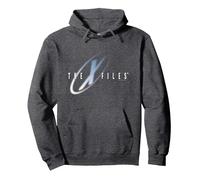 X-Files Iconic Big Chest Text Logo Sweat à Capuche, Unisexe pour Adultes, Chiné Foncé, XL