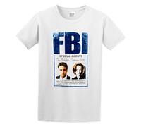 X-Files Science Fiction TV Show FBI Mulder Scully Badge Unisex Crew Neck Cotton Tee Men's Short-Sleeve T-Shirts White M