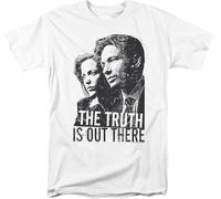 X Files T-Shirt Truth is Out There Mulder Scully 90s TV Show Science Fiction Tee White White Manches Courtes(X-Large)