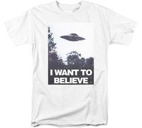 X-Files TV Show I Want to Believe Poster Adult T-Shirt Men's Fashion Short Sleeves Cotton Tops Clothing Size M