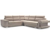 X-Group4th Canapé d'angle A2 avec fonction de couchage et coffre de lit, Canapé-lit avec espace de rangement, Côtés adaptables, Design moderne Côté gauche Taille : 305x272x90 cm Couleur : BEIGE