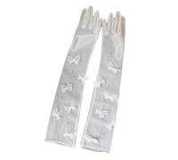 X-Institute 1 paire de gants d'opéras réglables avec nœuds détachables en maille délicate pour tenue de mariée, coquettes, décorations de fête, mariage blanc, blanc, taille unique