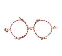 X-Institute 2 Pcs Christmas Charm Magnet Stretch Strand Bracelets Christmas Tree Snowman Santa Couple Pendant Bangle