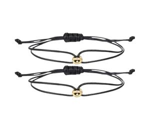 X-Institute 2pcs Good Luck Bead Bracelets Set for Couples Handmade Woven Wristband Adjustable Braided Wristchain for Everyday Wear Travel Friendly Accessories