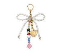 X-Institute Aesthetic Keychains Lovely Bag Pendant Charm Pearls Bows Keychains Charms for Women Bags Purse Backpack Decorations Pearls Bows Keychain Bag Charms