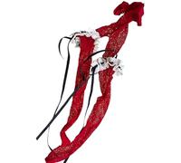 X-Institute Bas de cuisse en résille en dentelle transparente pour femme, Rouge, taille unique