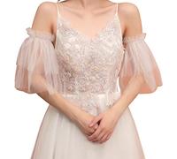 X-Institute Bridal Dress Sleeves White Removable Formal Puff Sleeve Wedding Accessories Marriage Party Photoshoot Supplies Mesh Arm Covers Wedding Party Mesh Arm Covers For Women