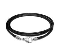 X-Institute Collier Collier en Cuirs avec Fermoir Colliers Corde Tressés String en Acier Inoxydable Fermot
