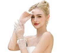 X-Institute Gants de perles de mariage, accessoire de bal pour opéras, concert, spectacles, soirée, banquet, danse, mariage court avec strass, Laiteux, taille unique