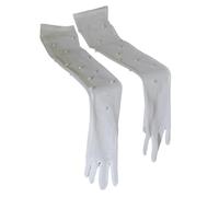 X-Institute Gants de perles de mariage, accessoire de bal pour opéras, concert, spectacles, soirée, banquet, danse, longues perles élégantes ornées de perles de mariage