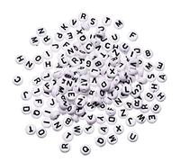 X-Institute Lot de 100 perles en acrylique avec lettres de A à Z - 7 x 4 mm - Pour fabrication de bracelets, colliers et femmes de moins de 5 dollars - Blanc