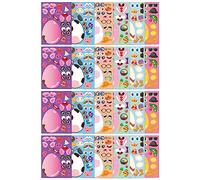 X-Institute Lot de 24 feuilles d'autocollants pour décoration d'œufs de Pâques pour enfants - Vache, mouton, poulet