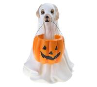 X-Institute Statues créatives d'Halloween pour chien pour chat avec citrouille porte-bonbons bol seau décoration en résine