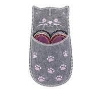 X-Labor Lot de 6 pantoufles en feutre avec semelle antidérapante - Unisexe - Taille 38/44 - Convient pour de nombreux invités, Chat gris., 6-er Set 38/44 EU