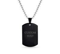 X-Large Plaque Simple Basic Cool Hommes Identification Military Army Plaque D'Identification Collier Pendentif Pour Hommes Ados Acier Inoxydable Ip Noir Poli 24 Pouces Chaîne À Boules Gravé.