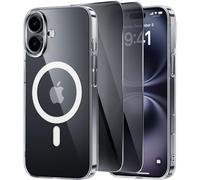X-level Coque Magnétique pour iPhone 16, Compatible avec Magsafe, avec 2 Protection D'écran Anti-Espion, Fine Anti-jaunissement Étui Housse Antichoc, Transparente