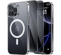 X-level Coque Magnétique pour iPhone 16 Pro, Compatible avec Magsafe, avec 2 Protection D'écran Anti-Espion, Fine Anti-jaunissement Étui Housse Antichoc, Transparente