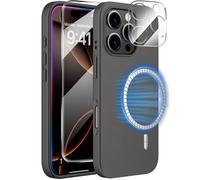 X-level Coque Magnétique pour iPhone 16 Pro Silicone，Compatible avec MagSafe，Housse avec Verre trempé e Protection Camera，Ultra Fine Antichoc Protection étui pour iPhone 16 Pro Case，Gris