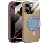 X-level Coque Magnétique pour iPhone 16 Pro Silicone，Compatible avec MagSafe，Housse avec Verre trempé e Protection Camera，Ultra Fine Antichoc Protection étui pour iPhone 16 Pro Case，Sable