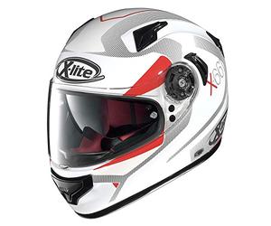X-Lite x 661 Point Croix Casque intégral Moto Composite Fibre N-COM - Blanc Rouge Taille L