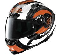 X-Lite X-803 RS Ultra Carbon Hattrick Casque, Noir/Blanc/Orange, Taille S (56)