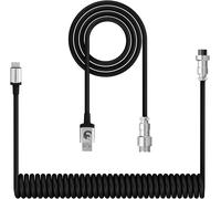 X Mambasnake C01 Câble De Clavier Spiralé, Câble Type-C Hyperspeed \U200B\U200Bavec Taux De Retour De 8Khz Pour Clavier De Jeu, Câble Usb-C Tpu Avec Revêtement Aviation Métallique, Pc/Téléphone - Noi