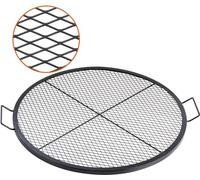 X-Marks Barbecue de foyer, Φ 910 x 25 mm feu de camp BBQ Grille de barbecue - acier - avec poignée et fil X de soutien - Ustensiles de cuisine de camping portables - pour les fêtes et les rassemblemen