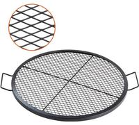 X-Marks Grille de foyer, Φ 760 x 25 mm Grille de feu de camp BBQ acier avec poignée et fil X de soutien, ustensile de cuisine portable de camping pour les fêtes et les réunions en plein air - Noir