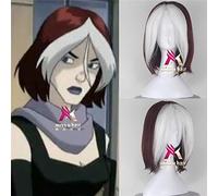X-Men: Costumes de cheveux de perruque Rogue Anna Marie perruque courte femmes rouges et blanches perruque Cosplay + bonnet de perruque